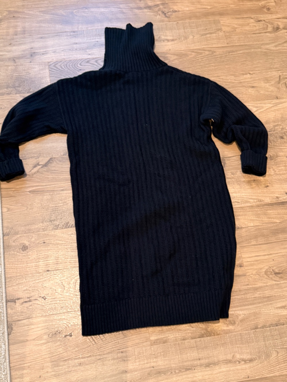 Banana Republic Black Ribbed Turtleneck Sweater Dress